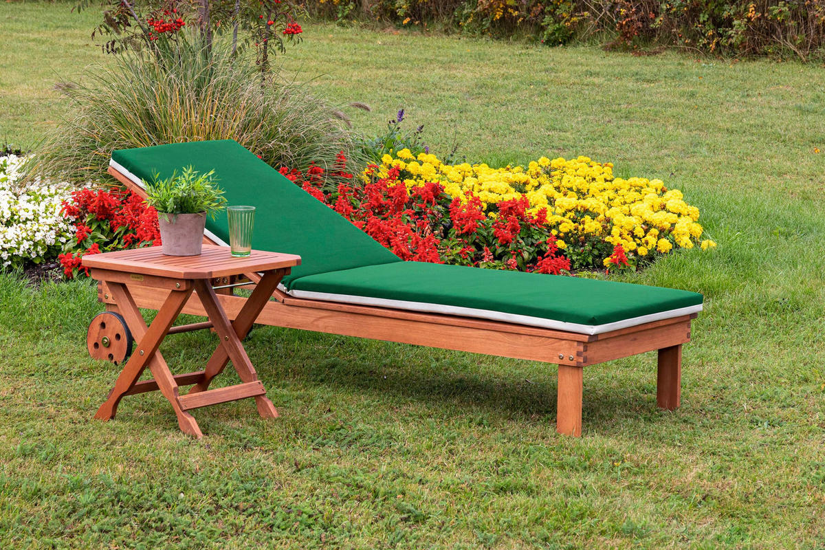 GARTENLIEGE 60/81/200 cm  - Eukalyptusholzfarben/Beige, KONVENTIONELL, Holz/Textil (60/81/200cm) - Gardenson