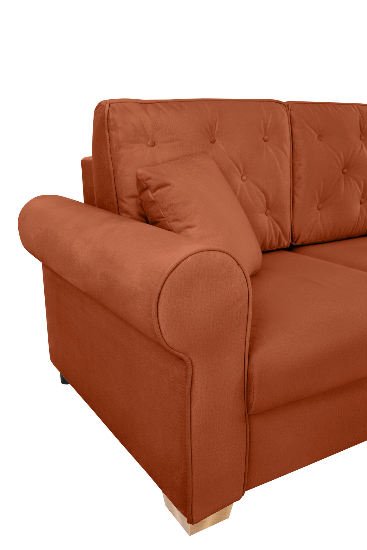 SCHLAFSOFA  mit Bettkasten erhältlich, Liegefunktion, Rücken echt, Armteil links, Armteil rechts Terracotta  - Buchefarben/Terracotta, Design, Holz/Textil (240/94/98cm) - MID.YOU