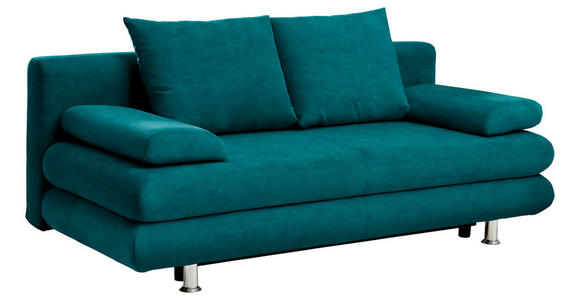 SCHLAFSOFA Samt Petrol  - Chromfarben/Petrol, Design, Kunststoff/Textil (196/74/90cm) - Carryhome