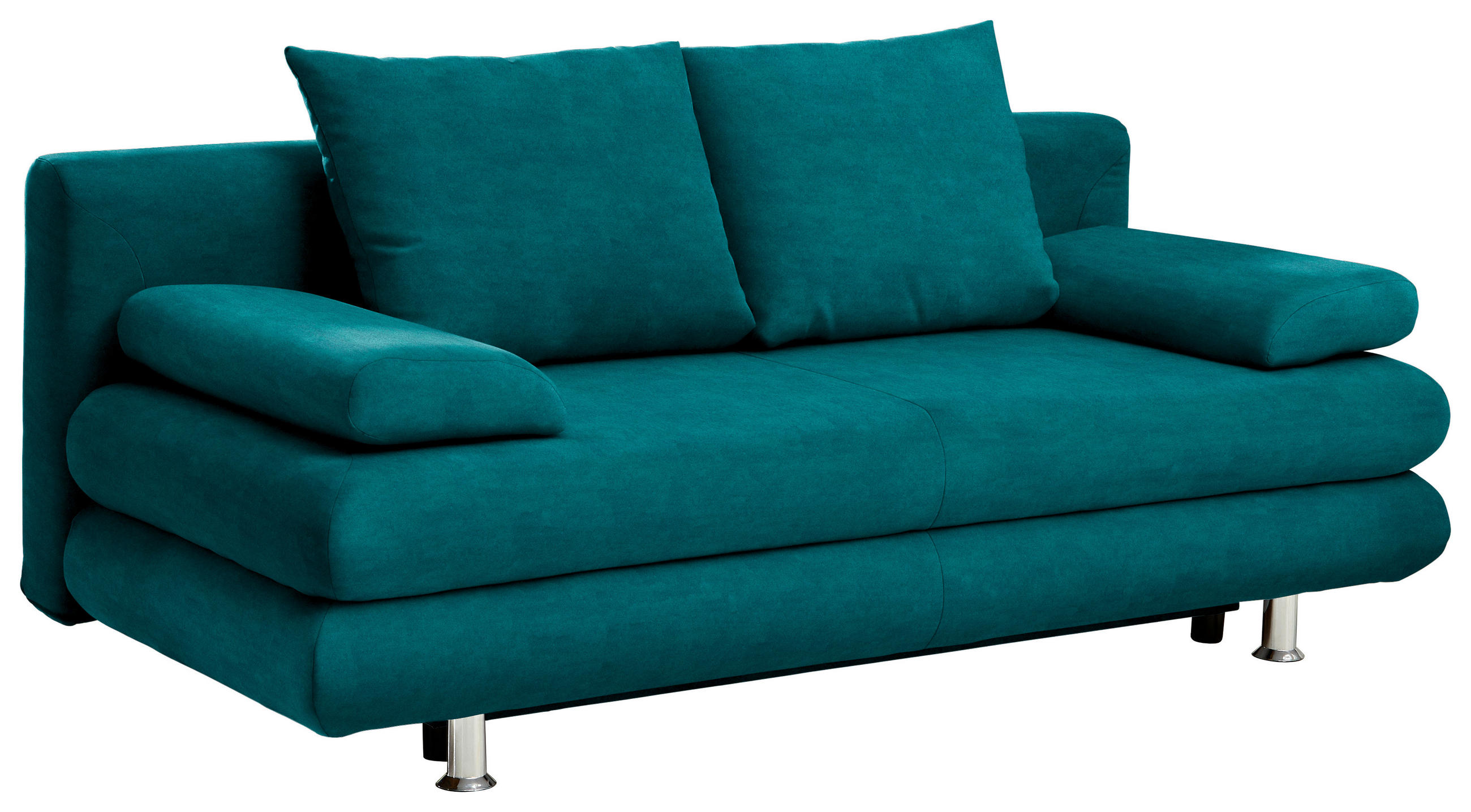 SCHLAFSOFA Samt Petrol  - Chromfarben/Petrol, Design, Kunststoff/Textil (196/74/90cm) - Carryhome