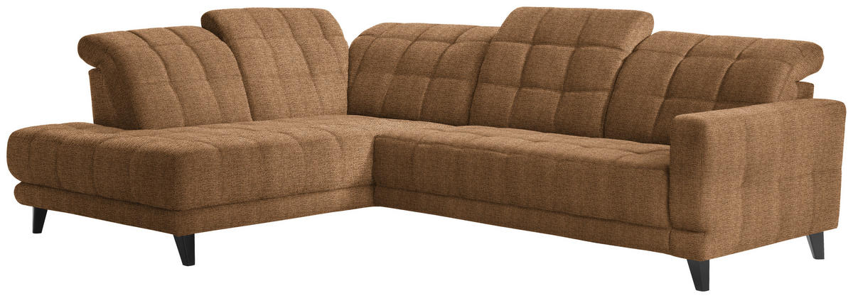 ECKSOFA in Webstoff Braun  - Schwarz/Braun, Design, Holz/Textil (216/302cm) - Xora