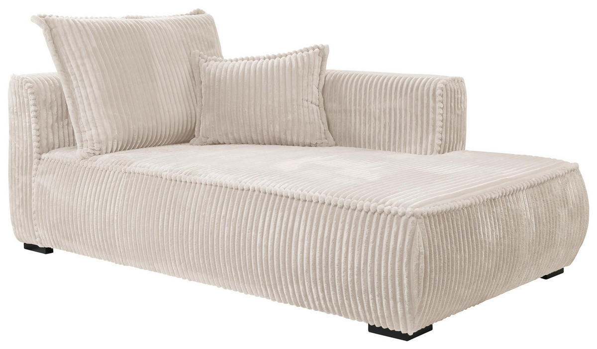 RÉCAMIERE Creme Cord  - Creme/Schwarz, Design, Holz/Textil (207/75/121cm) - MID.YOU