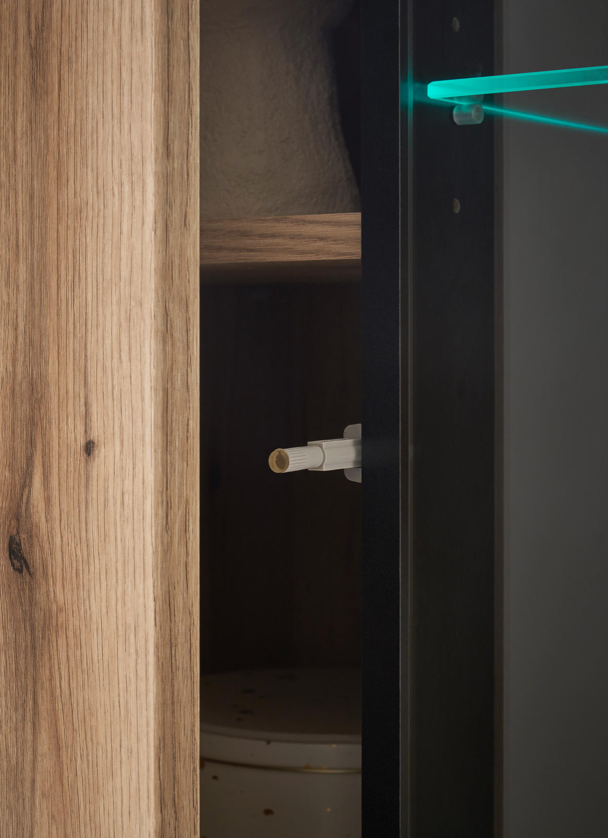 VITRINE  in Eichefarben  - Eichefarben/Schwarz, Design, Glas/Holzwerkstoff (90/200/37cm) - Livetastic