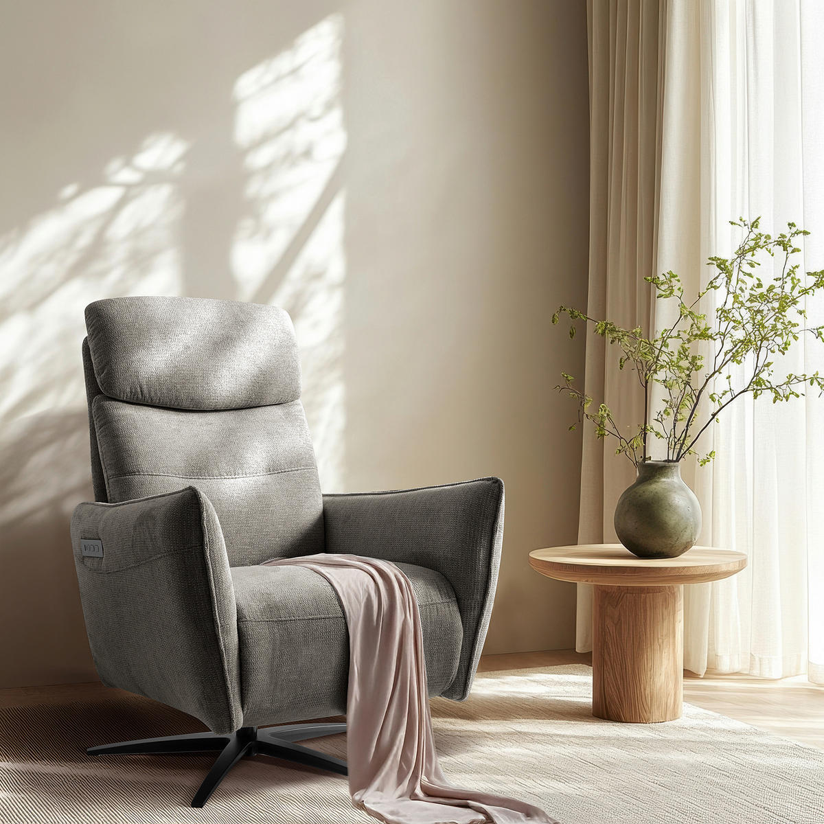 RELAXSESSEL in Textil Graphitfarben  - Schwarz/Graphitfarben, Design, Textil/Metall (77/107/88cm) - Livetastic