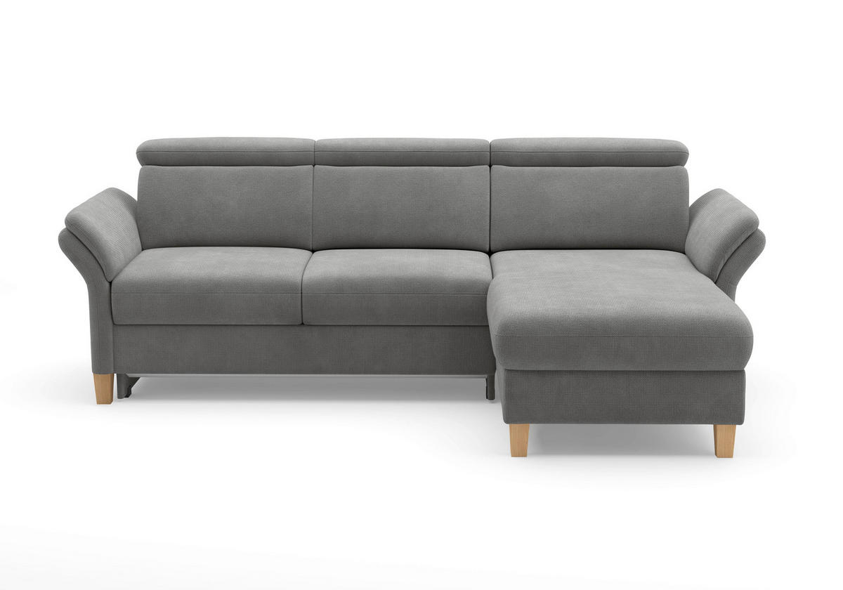 ECKSOFA GLENDALE E Grau Flachgewebe  - Eichefarben/Grau, KONVENTIONELL, Holz/Textil (253/166cm) - Sit & More