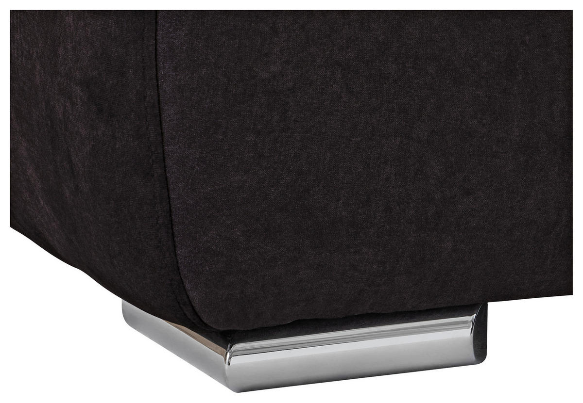 ECKSOFA Dunkelbraun Velours  - Chromfarben/Dunkelbraun, KONVENTIONELL, Kunststoff/Textil (247/247cm) - Carryhome