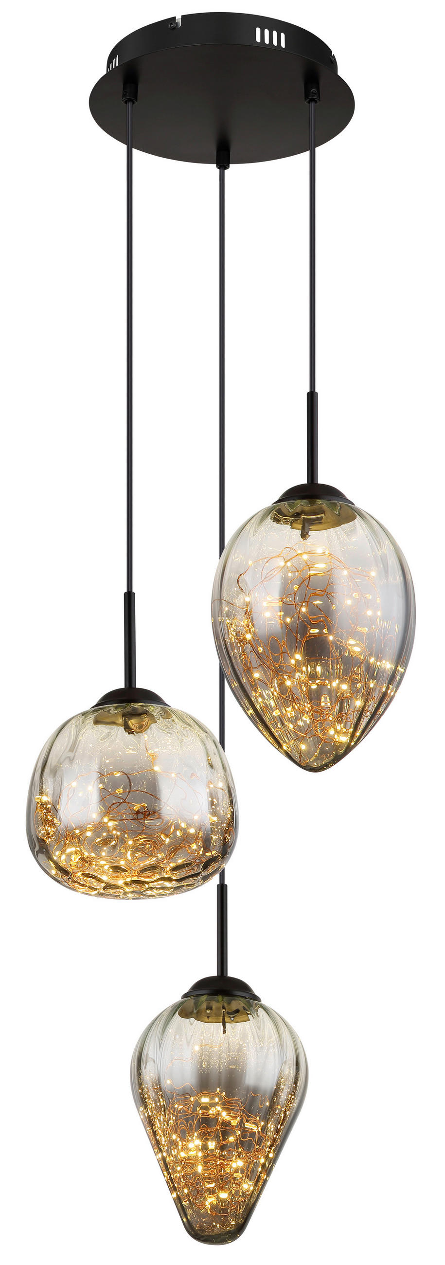 LED-HÄNGELEUCHTE 39/120 cm    - Klar/Schwarz, Design, Glas/Metall (39/120cm) - Globo