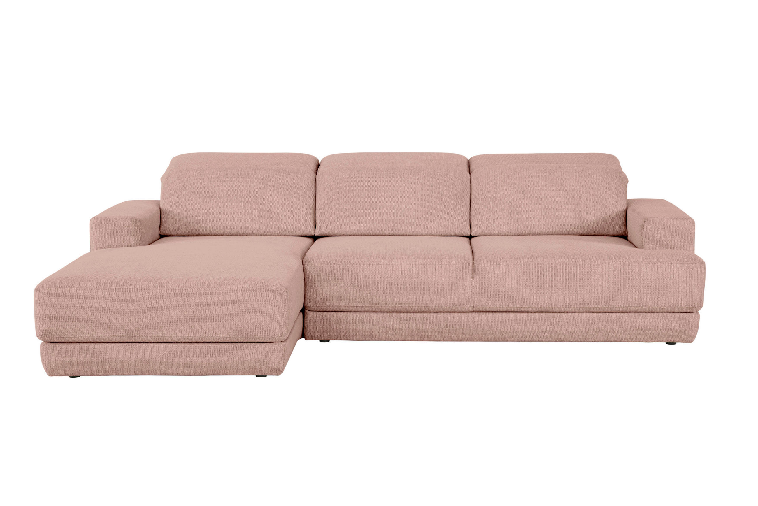ECKSOFA Rosa Webstoff  - Schwarz/Rosa, Design, Kunststoff/Textil (204/293cm) - MID.YOU