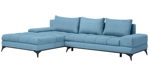 ECKSOFA in Webstoff Blau  - Blau/Schwarz, Design, Textil/Metall (212/315cm) - Carryhome