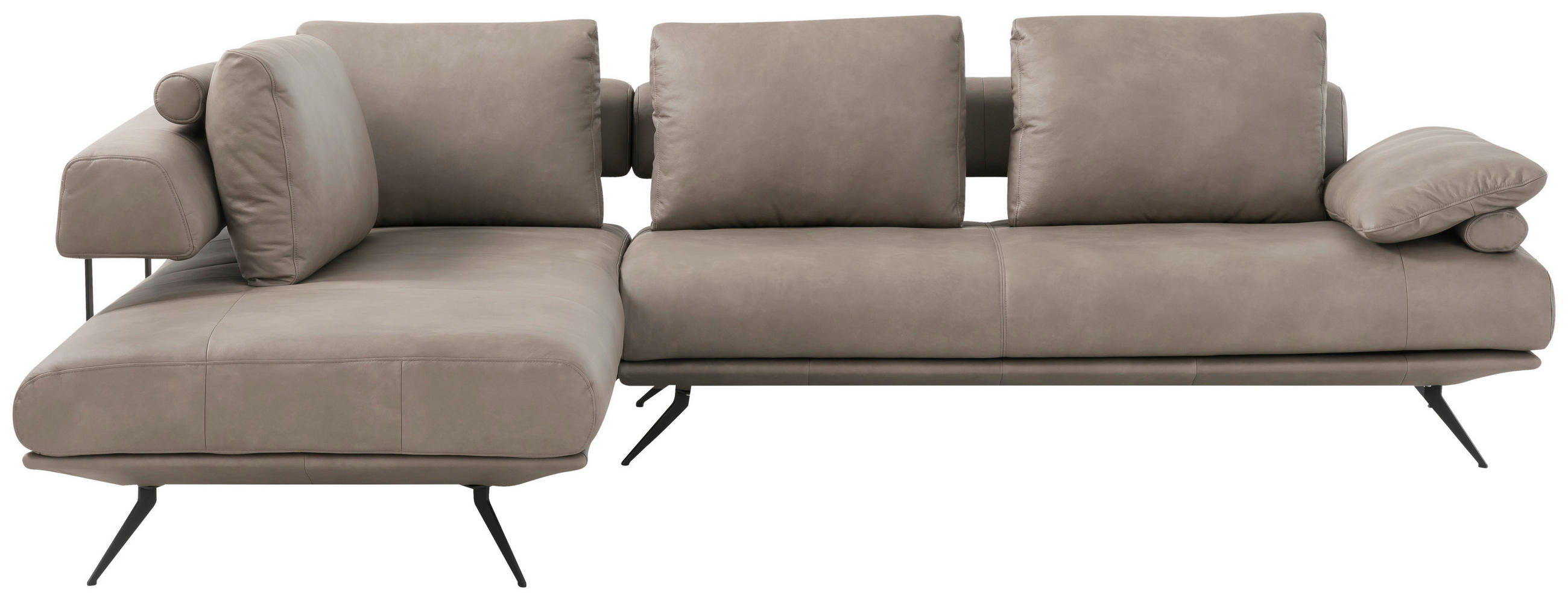 ECKSOFA Grau Echtleder  - Schwarz/Grau, Design, Leder/Metall (231/305cm) - Dieter Knoll