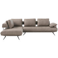 ECKSOFA in Echtleder Grau  - Schwarz/Grau, Design, Leder/Metall (231/305cm) - Dieter Knoll