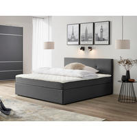 BOXBETT 180/200 cm,  in Grau, Matratze, Topper, Rollrost, H2 = mittel  - Schwarz/Grau, KONVENTIONELL, Holz/Kunststoff (180/200cm) - P & B