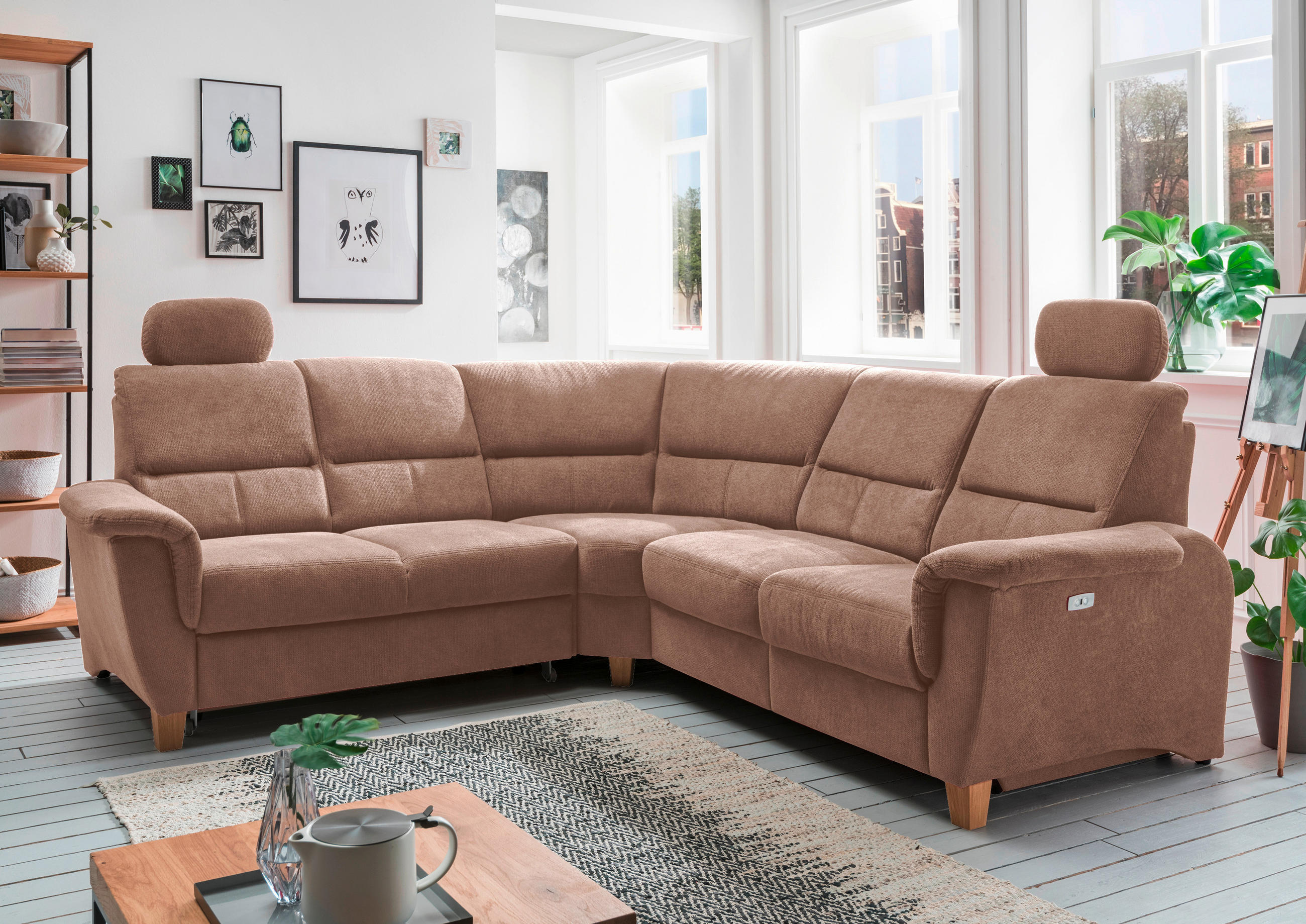 ECKSOFA Hellbraun Struktur  - Wildeiche/Hellbraun, KONVENTIONELL, Holz/Textil (238/241cm) - Livetastic