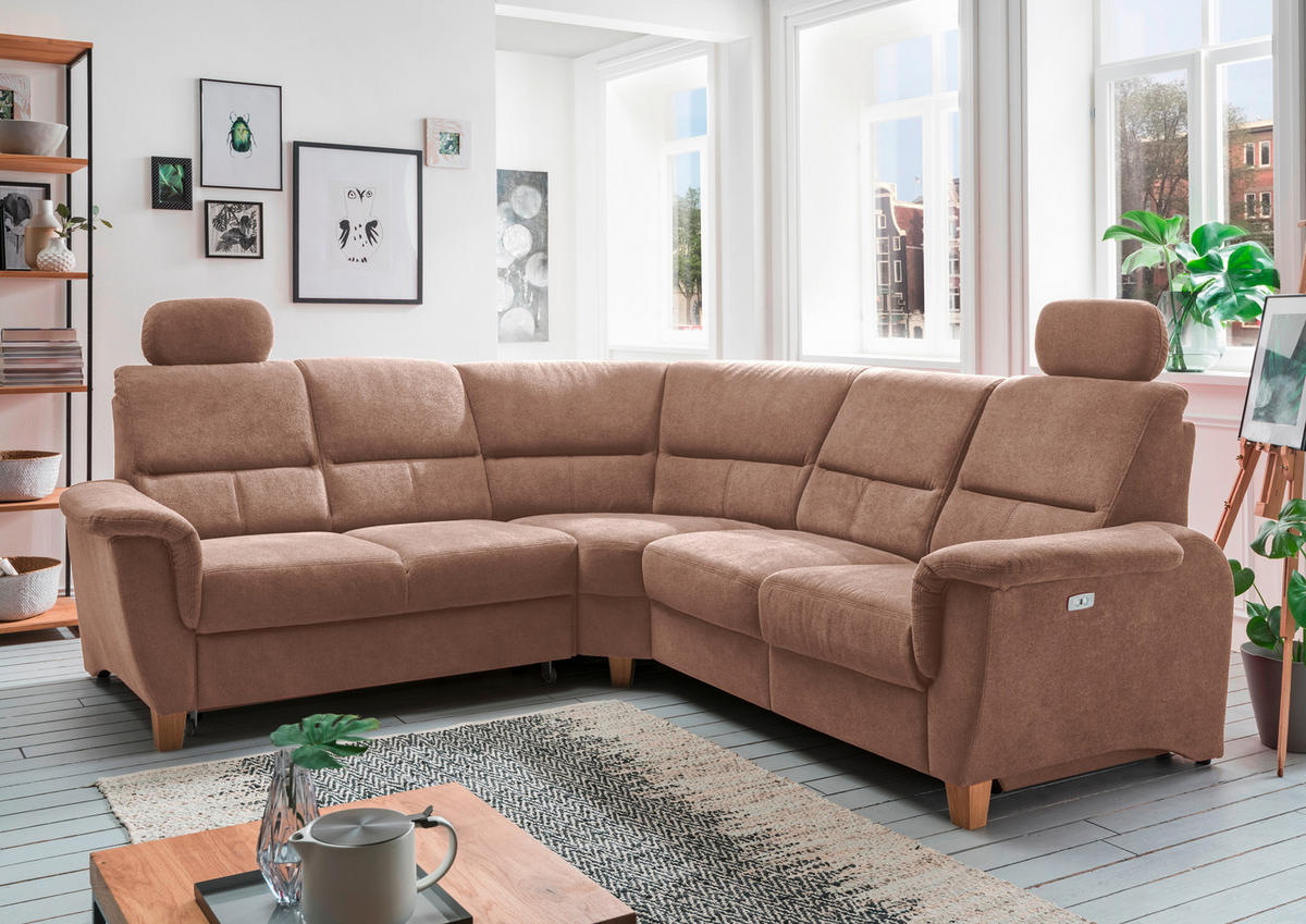ECKSOFA Hellbraun Struktur  - Wildeiche/Hellbraun, KONVENTIONELL, Holz/Textil (238/241cm) - Livetastic