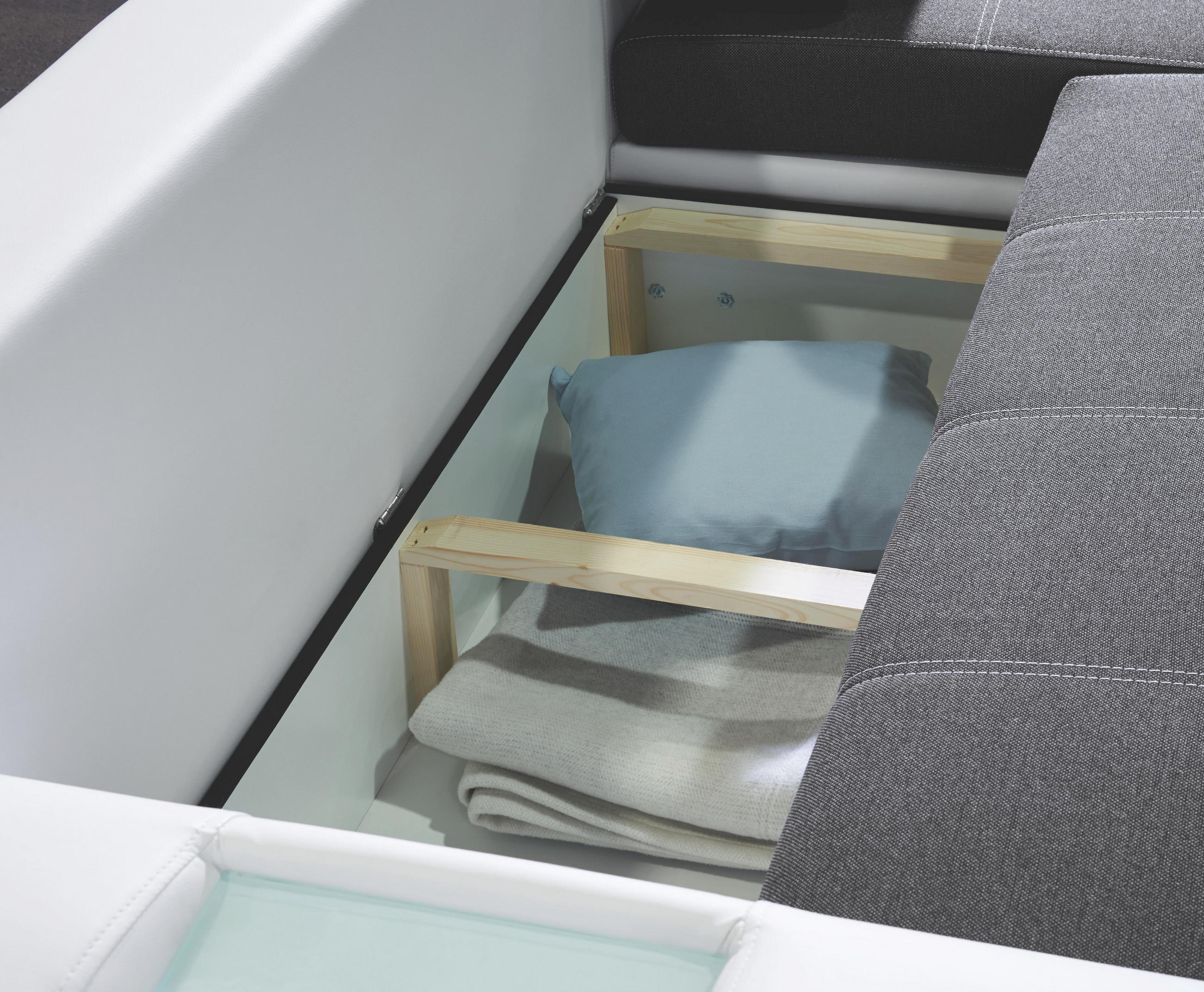 WOHNLANDSCHAFT in Anthrazit, Weiß Textil - Anthrazit/Schwarz, Design, Kunststoff/Textil (204/290cm) - CARRYHOME