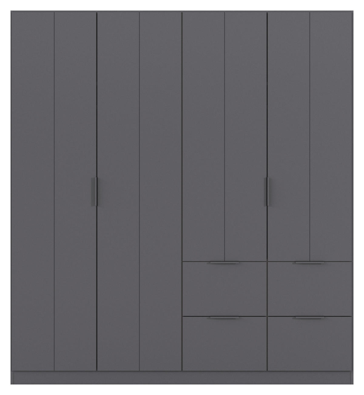 GARDEROB MED GÅNGJÄRN 181/197/56 cm 4-dörrar - grå, Modern, metall/trämaterial (181/197/56cm) - Rauch Möbel