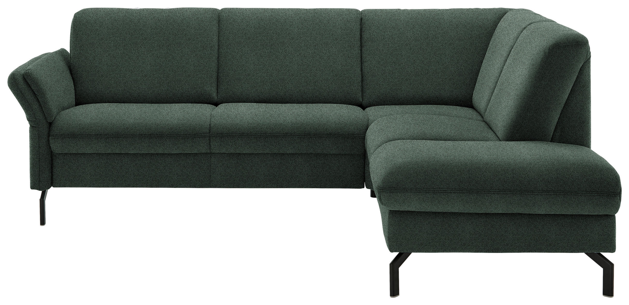 ECKSOFA in Flachgewebe Dunkelgrün  - Dunkelgrün/Schwarz, Konventionell, Textil/Metall (241/190cm) - Beldomo Comfort