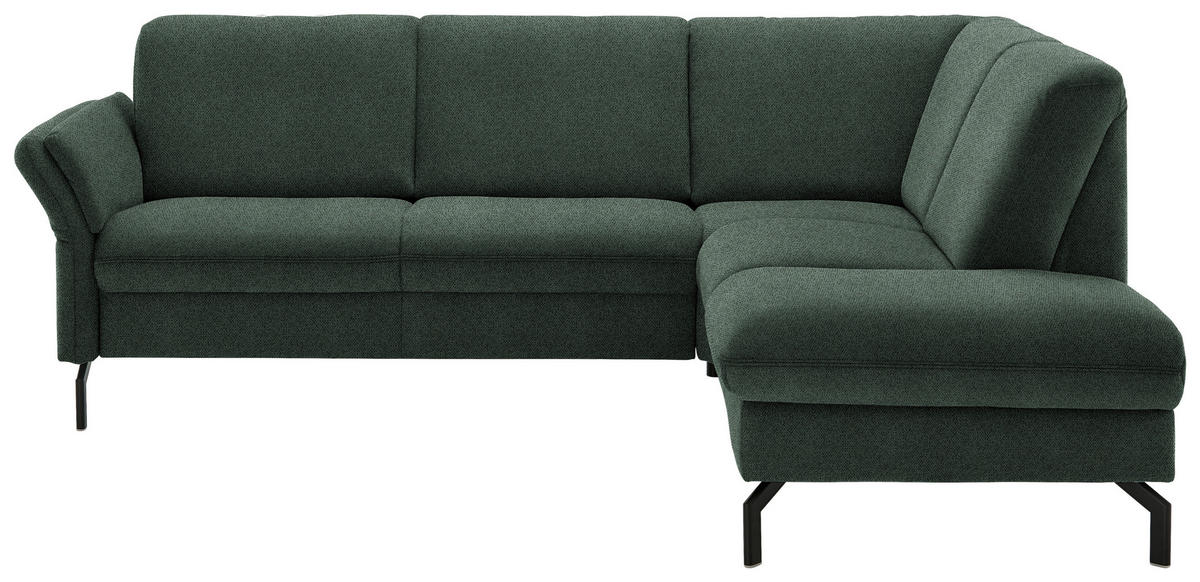 ECKSOFA in Flachgewebe Dunkelgrün  241/190 cm  - Dunkelgrün/Schwarz, KONVENTIONELL, Textil/Metall (241/190cm) - Beldomo Comfort