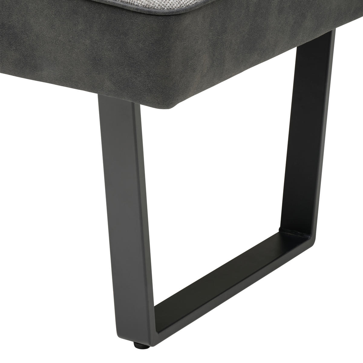 ECKBANK Mikrofaser, Leinenoptik Schwarz, Hellgrau   - Hellgrau/Schwarz, KONVENTIONELL, Textil/Metall (200-160/86/70cm) - MID.YOU