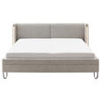 POLSTERBETT Beleuchtung 180/200 cm  in Taupe  - Taupe/Schwarz, MODERN, Textil/Metall (180/200cm) - Novel