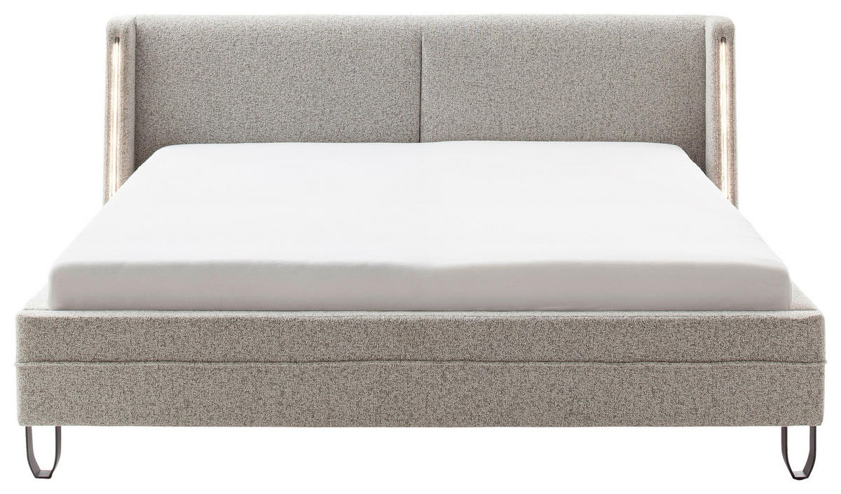 POLSTERBETT Beleuchtung 180/200 cm  in Taupe  - Taupe/Schwarz, MODERN, Textil/Metall (180/200cm) - Novel