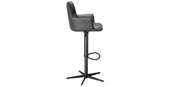 BARHOCKER Mikrofaser Schwarz, Dunkelgrau Eisen Wippfunktion, Sitzfläche 360° drehbar, inklusive Armlehnen, automatische Rückholfunktion - Dunkelgrau/Schwarz, Design, Textil/Metall (56/55/110cm) - Novel