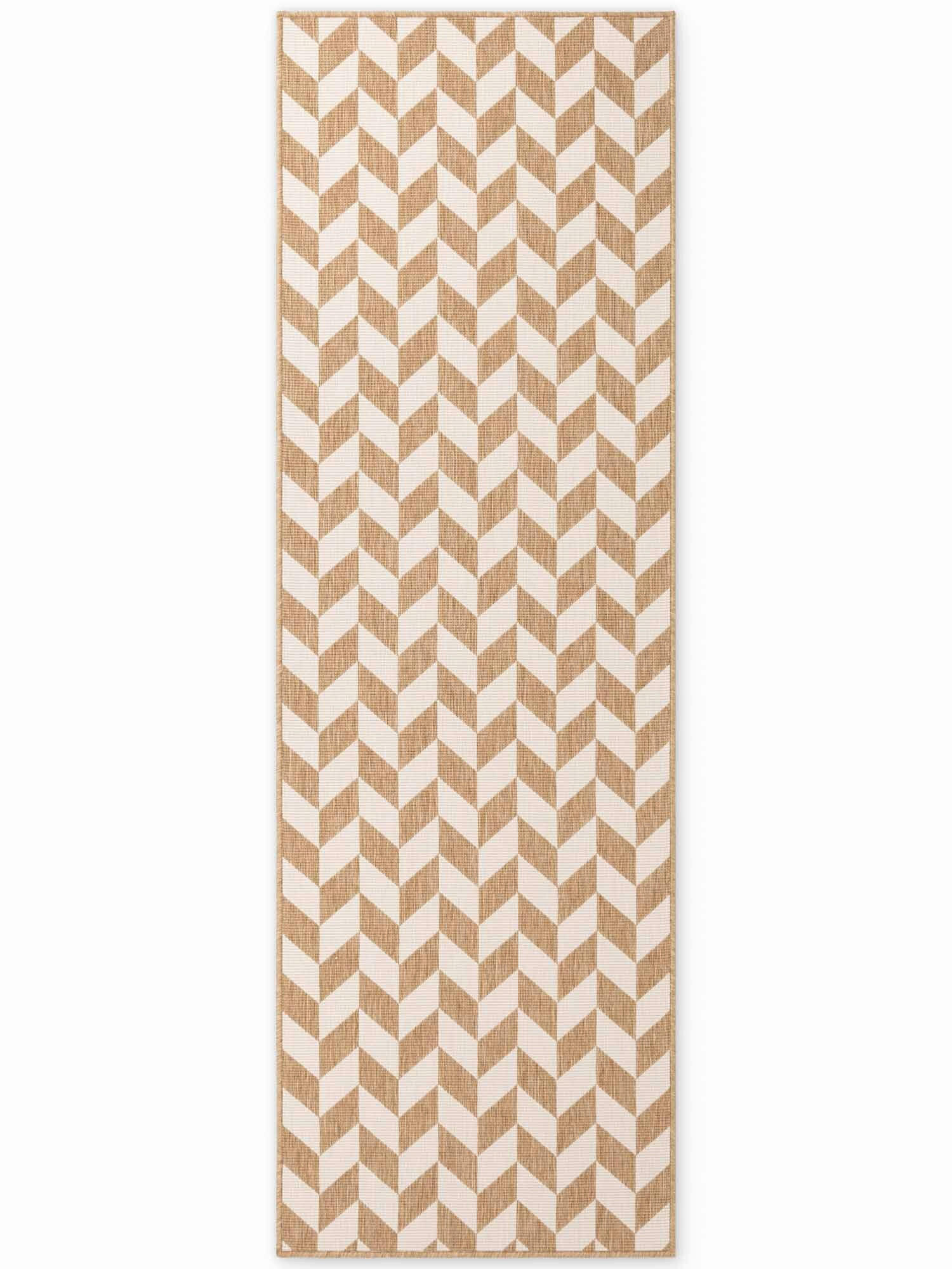 FLACHWEBETEPPICH 80/200 cm Haringey Weiß, Sandfarben rechteckig  - Sandfarben/Weiß, Design, Kunststoff (80/200cm)