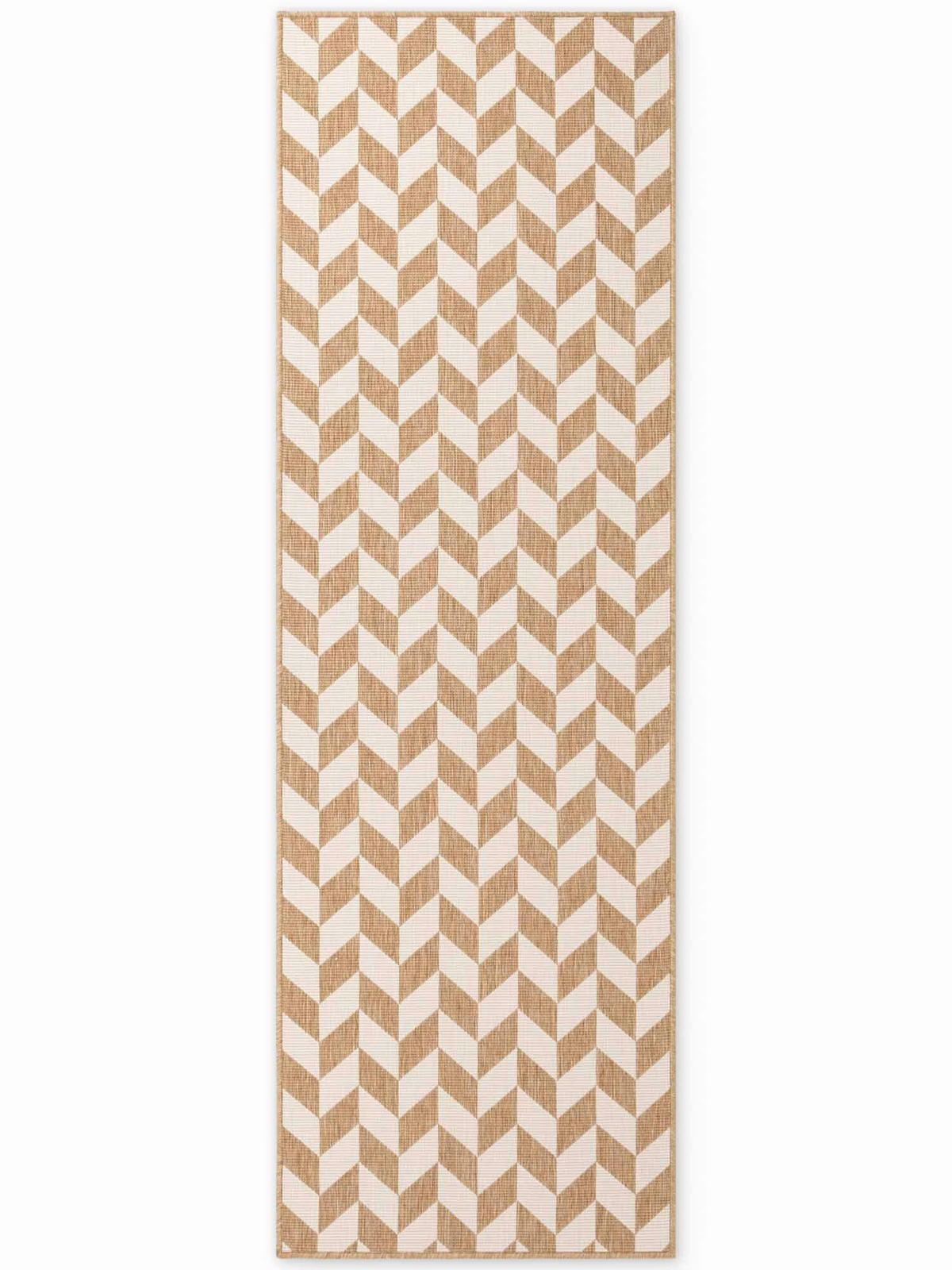 FLACHWEBETEPPICH 80/200 cm Haringey Weiß, Sandfarben rechteckig  - Sandfarben/Weiß, Design, Kunststoff (80/200cm)