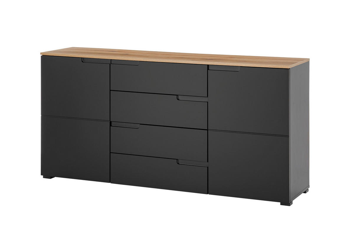 SIDEBOARD  in 165/80/40 cm  - Eichefarben/Schwarz, Design, Holzwerkstoff (165/80/40cm) - home24