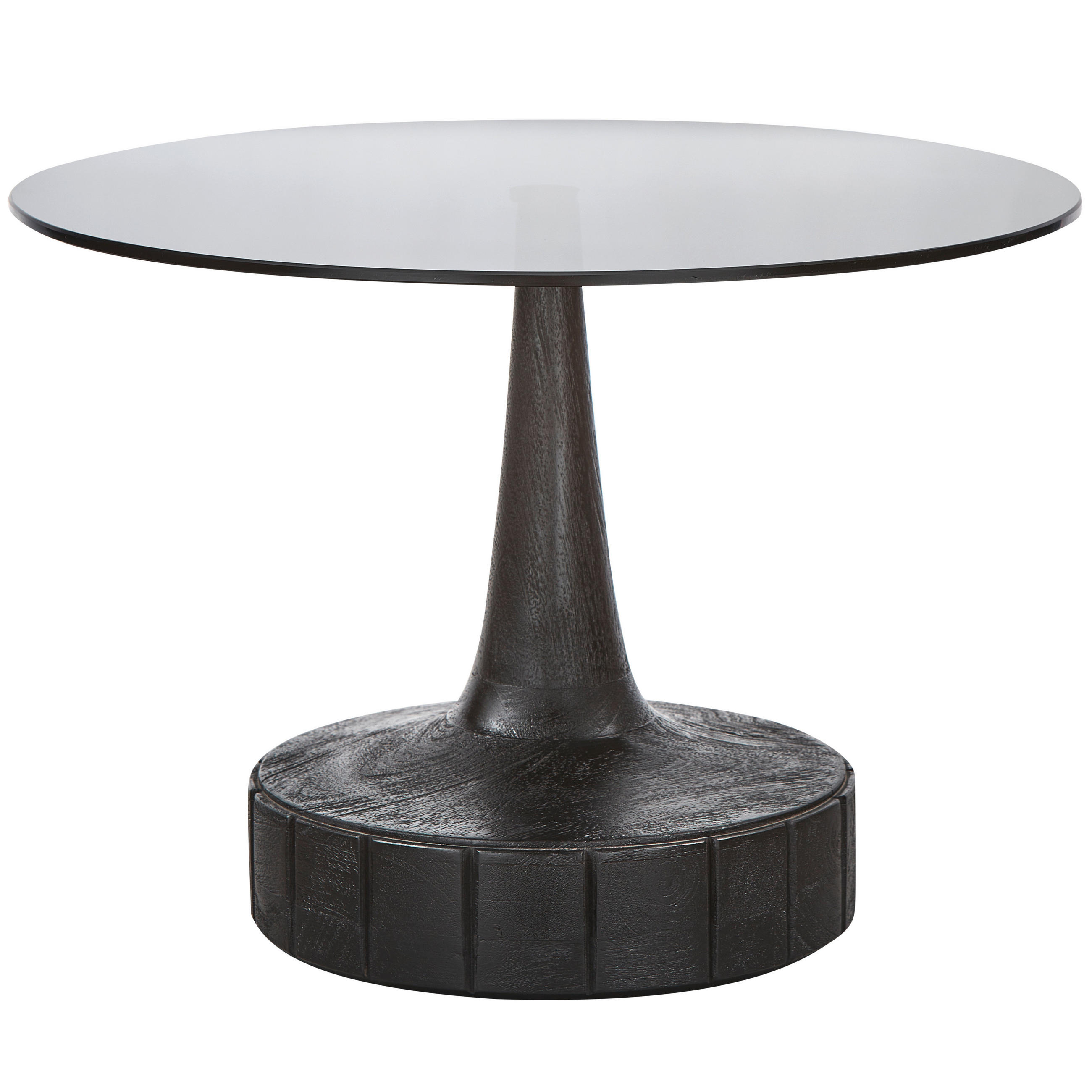 BEISTELLTISCH 60/60/43 cm Mangoholz massiv Schwarz rund  - Schwarz, Design, Glas/Holz (60/60/43cm) - Livetastic