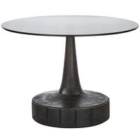 BEISTELLTISCH 60/60/43 cm Mangoholz massiv Schwarz rund  - Schwarz, Design, Glas/Holz (60/60/43cm) - Livetastic