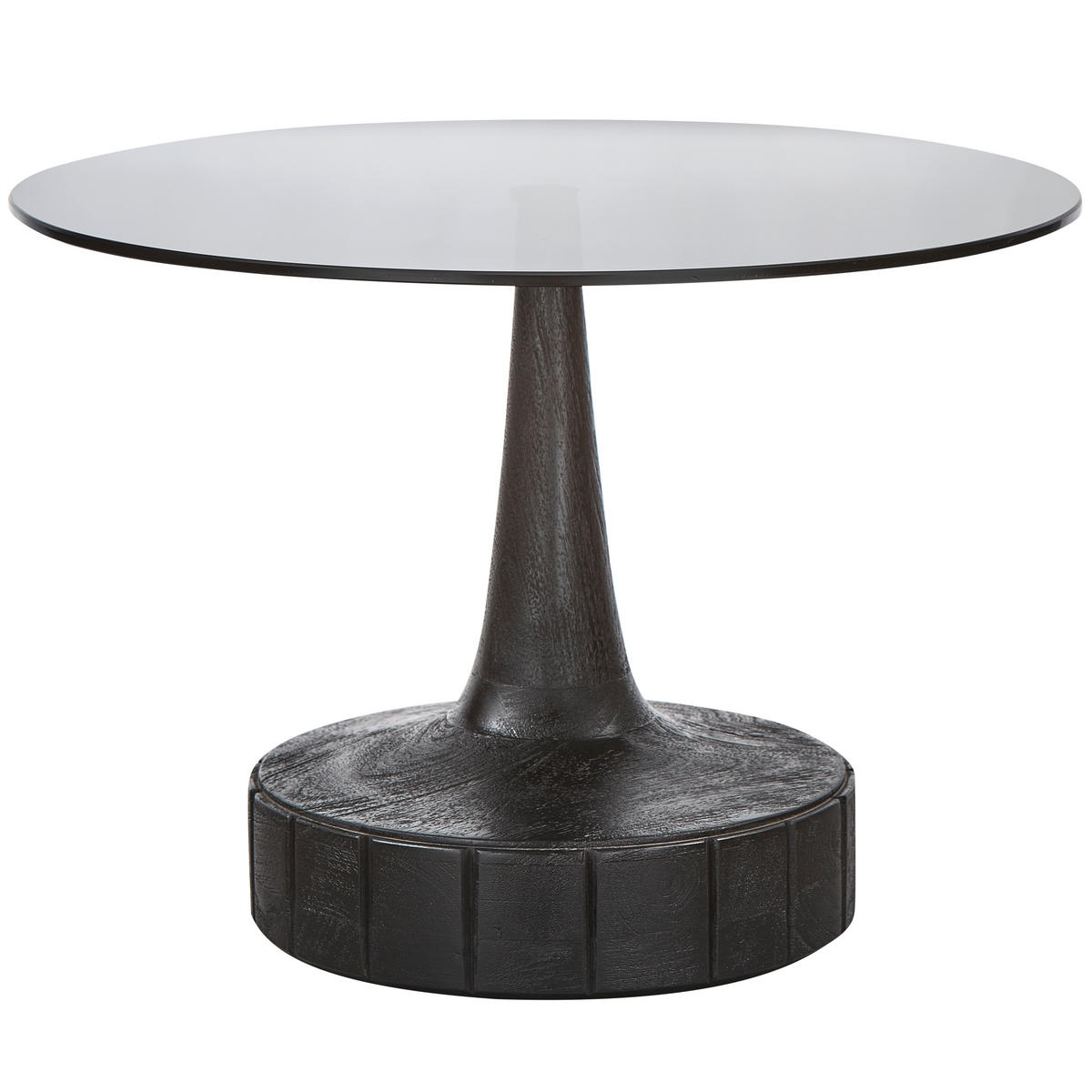 BEISTELLTISCH 60/60/43 cm Mangoholz massiv Schwarz rund  - Schwarz, Design, Glas/Holz (60/60/43cm) - Livetastic