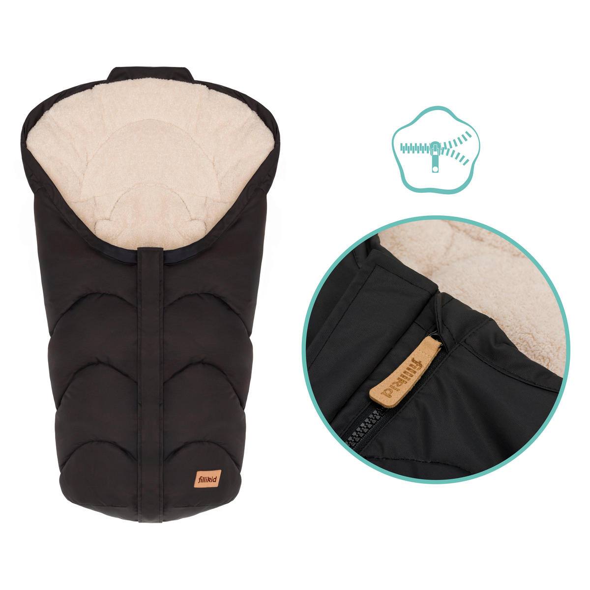 BABYSCHALEN-FUßSACK Trendy S  - Schwarz, Basics, Textil (35/80cm) - Jimmylee