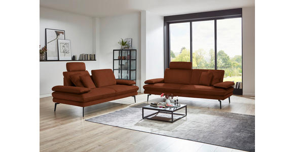 3-SITZER-SOFA Dieter Knoll in Velours Kupferfarben  - Beige/Schwarz, Design, Textil/Metall (222/89/104cm) - Dieter Knoll