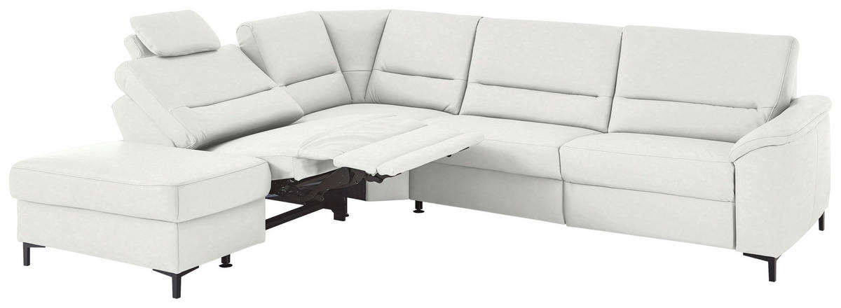 ECKSOFA  in Echtleder Weiß  249/290 cm  - Schwarz/Weiß, KONVENTIONELL, Leder/Metall (249/290cm) - Beldomo Premium