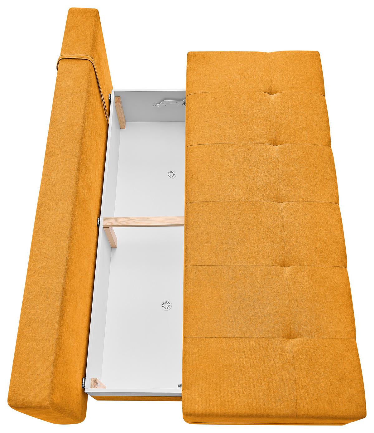 SCHLAFSOFA LUMOS Samt Gelb  inkl. Rückenkissen, Armlehnenkissen, Schlaffunktion, Rücken echt, Stauraum  - Gelb/Naturfarben, Design, Textil (206/96/96cm) - P & B