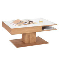 COUCHTISCH in Holz, Glas 105/75/46 cm  - Weiss/Eichefarben, Natur, Glas/Holz (105/75/46cm) - Valnatura