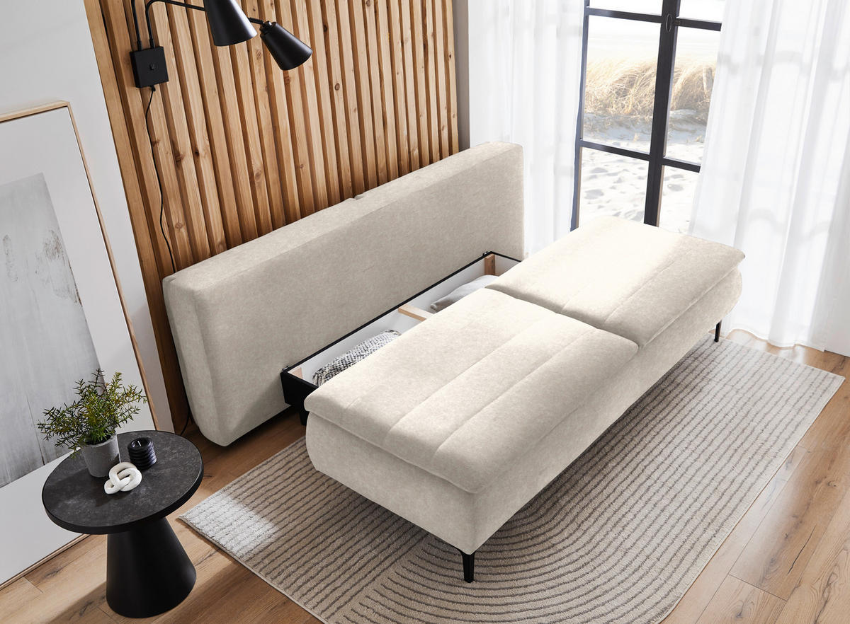 BOXSPRINGSOFA in Flachgewebe Cappuccino  - Cappuccino, Konventionell, Textil/Metall (204/93/100cm) - Novel