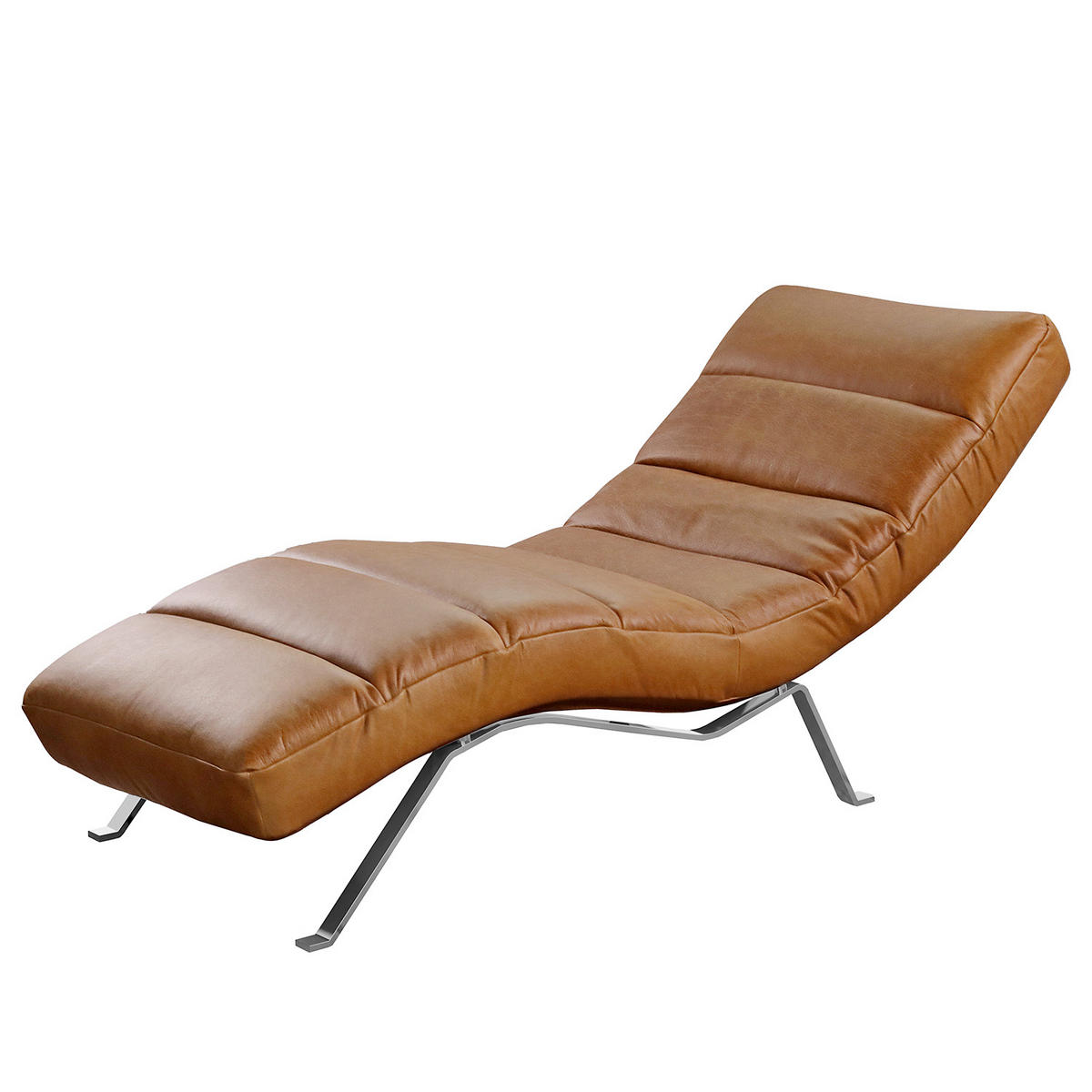 RELAXLIEGE Echtleder Cognac  - Cognac/Silberfarben, Design, Leder/Metall (65/65-95/171cm) - Livetastic