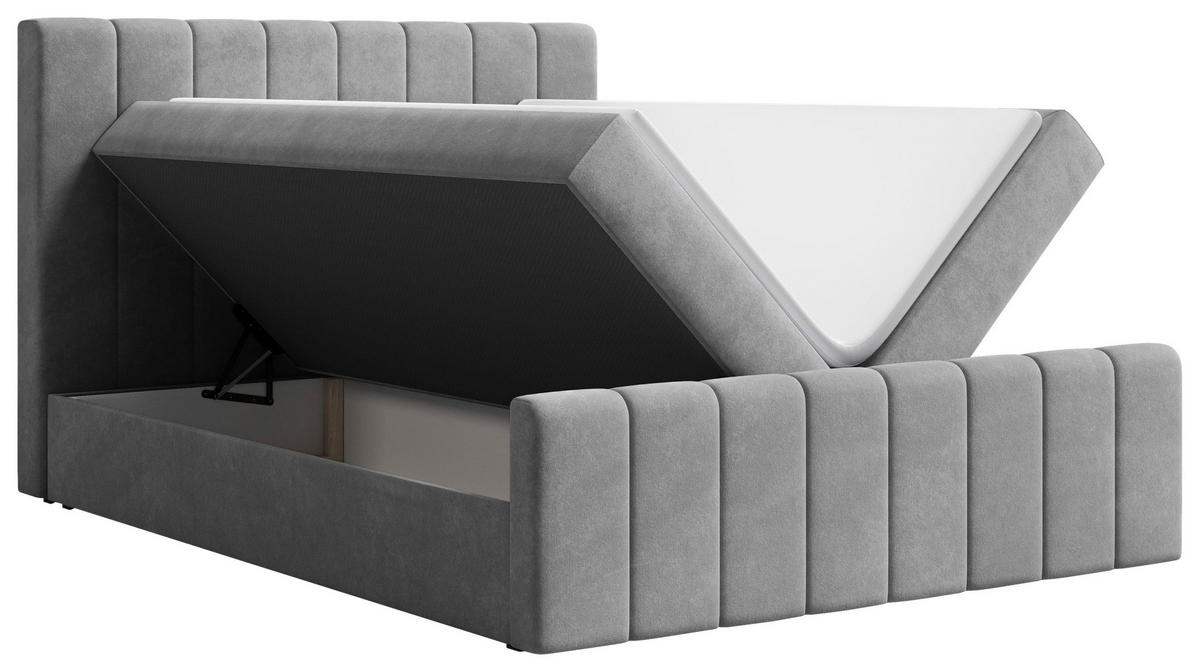 BOXBETT 140/200 cm,  in Graphitfarben, Bettkasten, Topper, H2 + H3 = mittel + fest  - Graphitfarben/Schwarz, MODERN, Holz/Kunststoff (140/200cm) - MID.YOU
