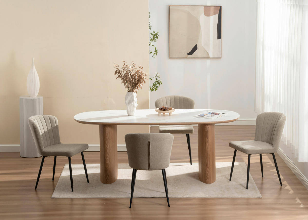 VIERFUßSTUHL - Taupe/Schwarz, KONVENTIONELL, Holz/Textil (52/82/60cm) - P & B