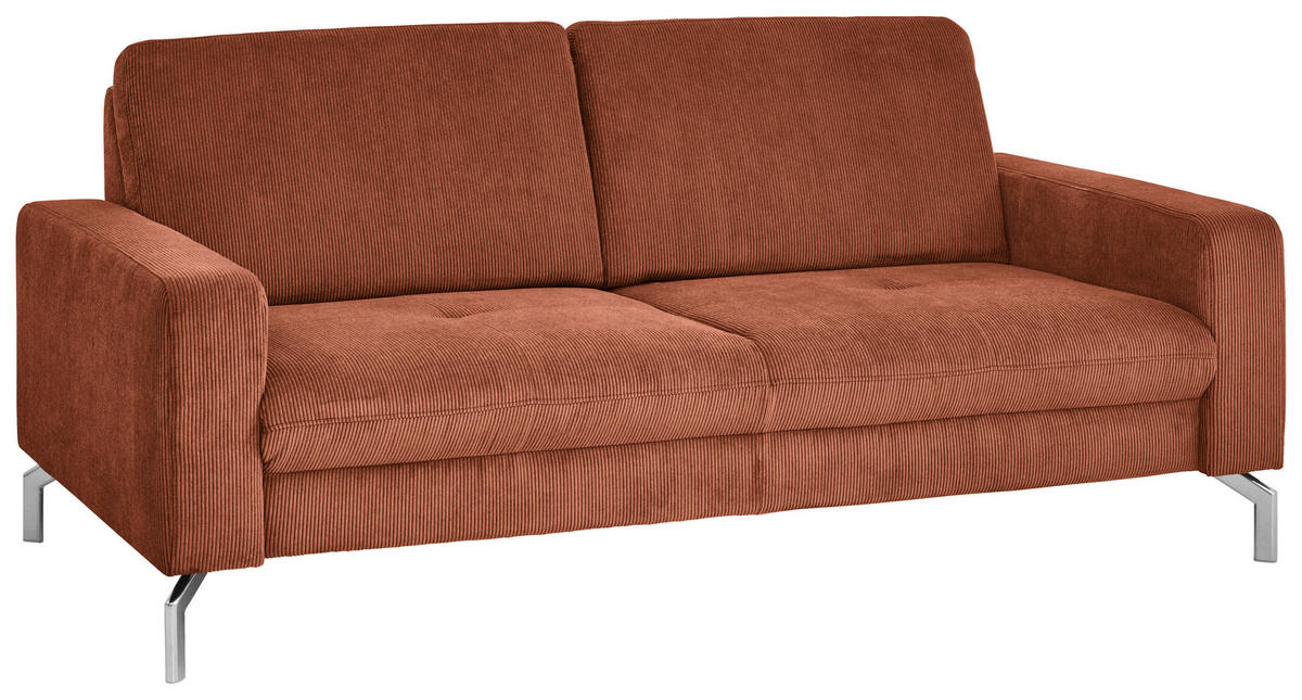 3-SITZER-SOFA Feincord Rostfarben  - Chromfarben/Rostfarben, Design, Textil/Metall (194/87/105cm) - Beldomo Style