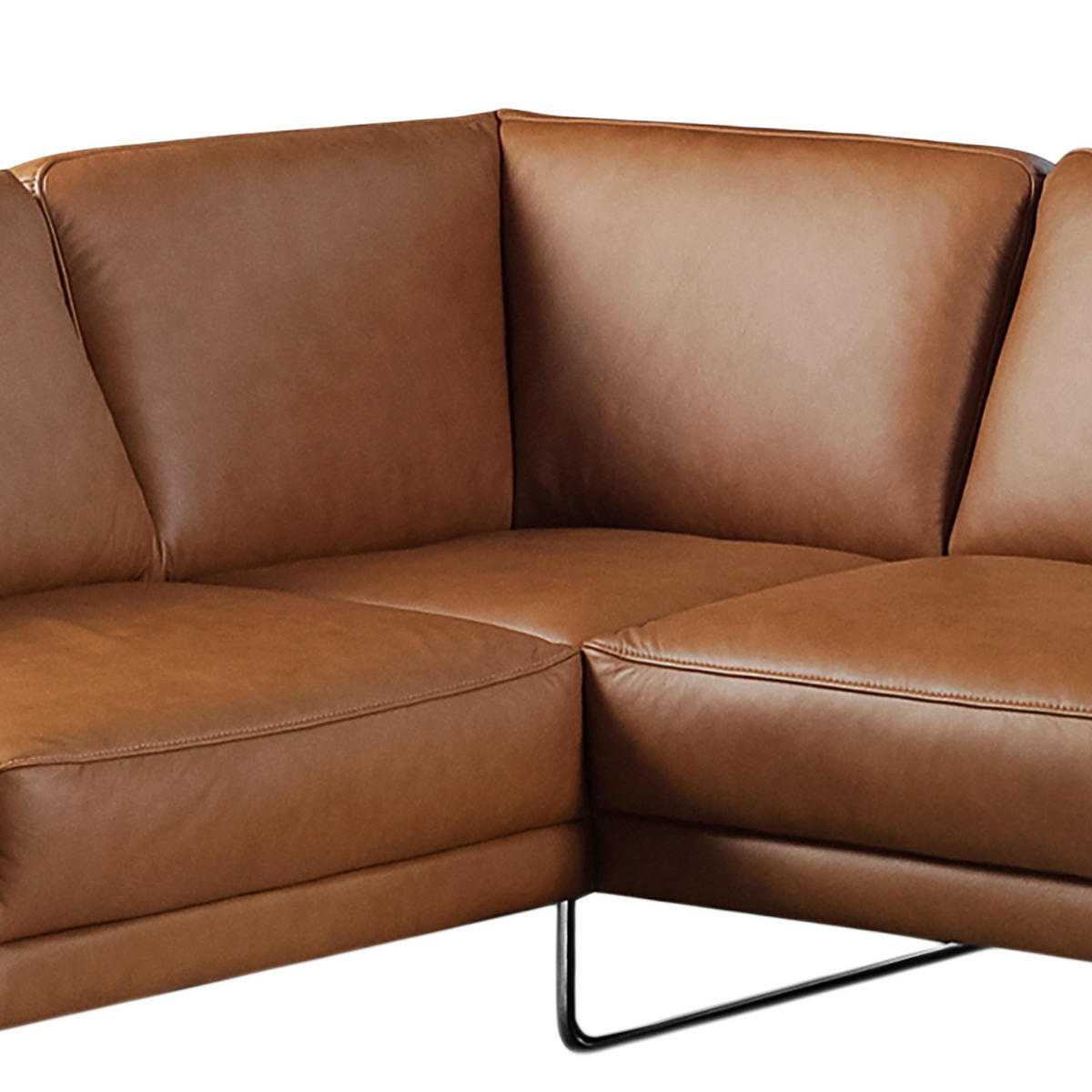 ECKSOFA in Echtleder Cognac  250/273 cm  - Chromfarben/Cognac, Design, Leder/Metall (250/273cm) - Livetastic