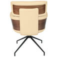 ARMLEHNSTUHL  Lederauswahl, Wippfunktion, Sitzfläche 360° drehbar, automatische Rückholfunktion  Echtleder  - Beige/Walnussfarben, Design, Leder/Holz (62/92/66cm) - Dieter Knoll