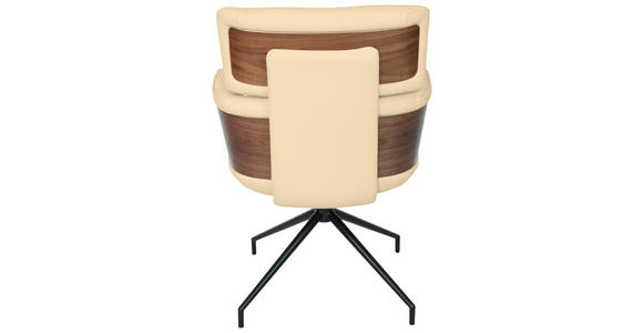 ARMLEHNSTUHL  Lederauswahl, Wippfunktion, Sitzfläche 360° drehbar, automatische Rückholfunktion  Echtleder  - Beige/Walnussfarben, Design, Leder/Holz (62/92/66cm) - Dieter Knoll