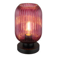 TISCHLEUCHTE 14/24 cm   - Lila/Schwarz, KONVENTIONELL, Glas/Metall (14/24cm) - Globo