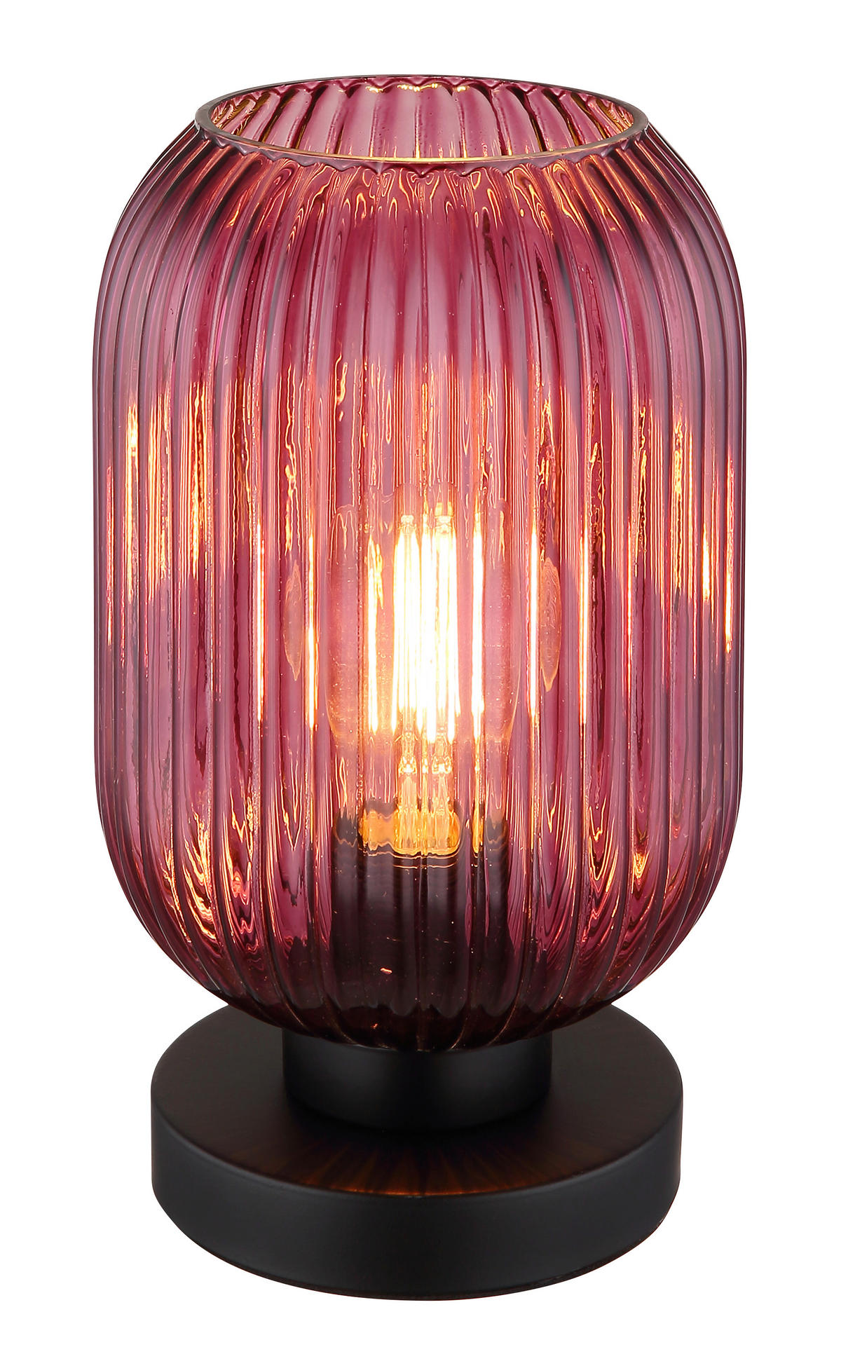 TISCHLEUCHTE 14/24 cm   - Lila/Schwarz, KONVENTIONELL, Glas/Metall (14/24cm) - Globo