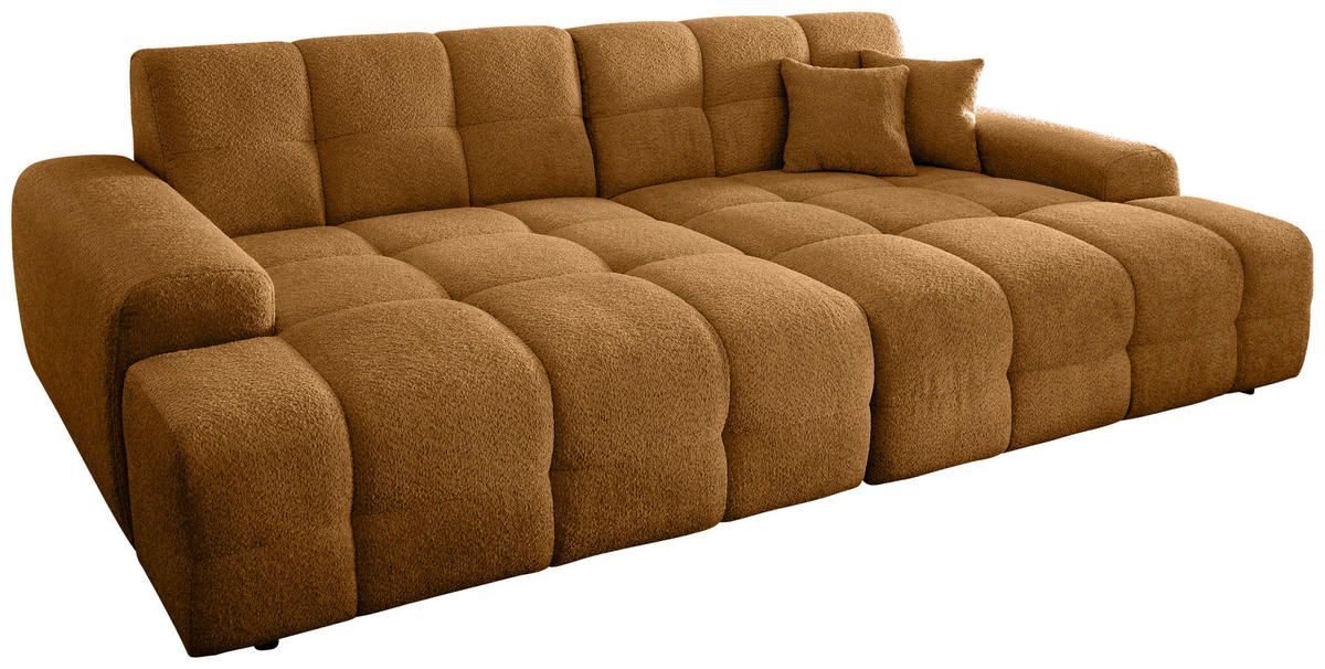 BIGSOFA in Bouclé Goldfarben  - Goldfarben/Schwarz, MODERN, Kunststoff/Textil (304/87/155cm) - Livetastic