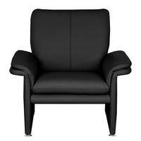 SESSEL 93/90/88 cm  in Echtleder Schwarz  - Silberfarben/Schwarz, Design, Leder/Metall (93/90/88cm) - Livetastic