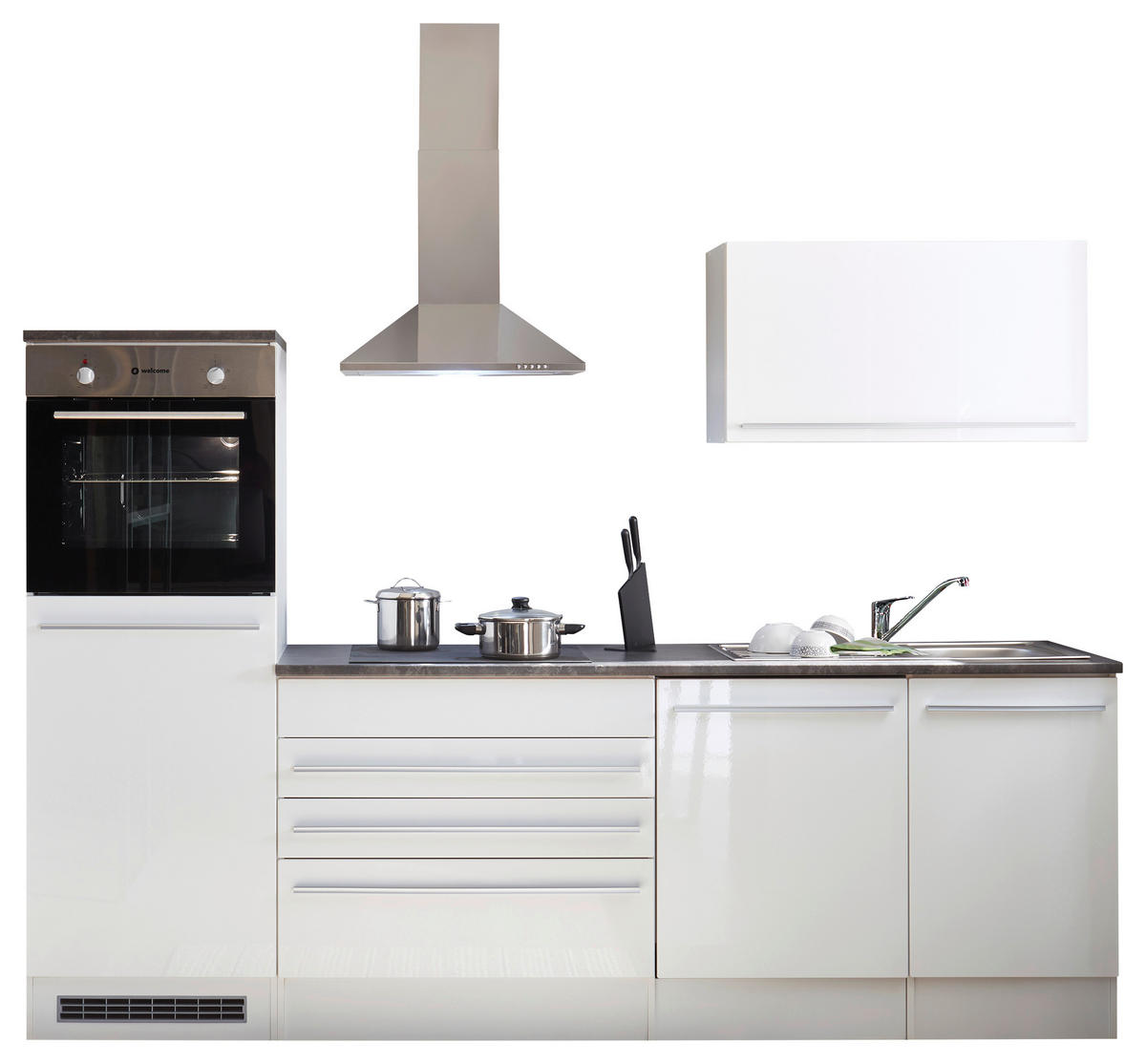 KÜCHENBLOCK 260 cm   in Weiß  - Anthrazit/Silberfarben, LIFESTYLE, Holzwerkstoff/Kunststoff (260cm) - MID.YOU